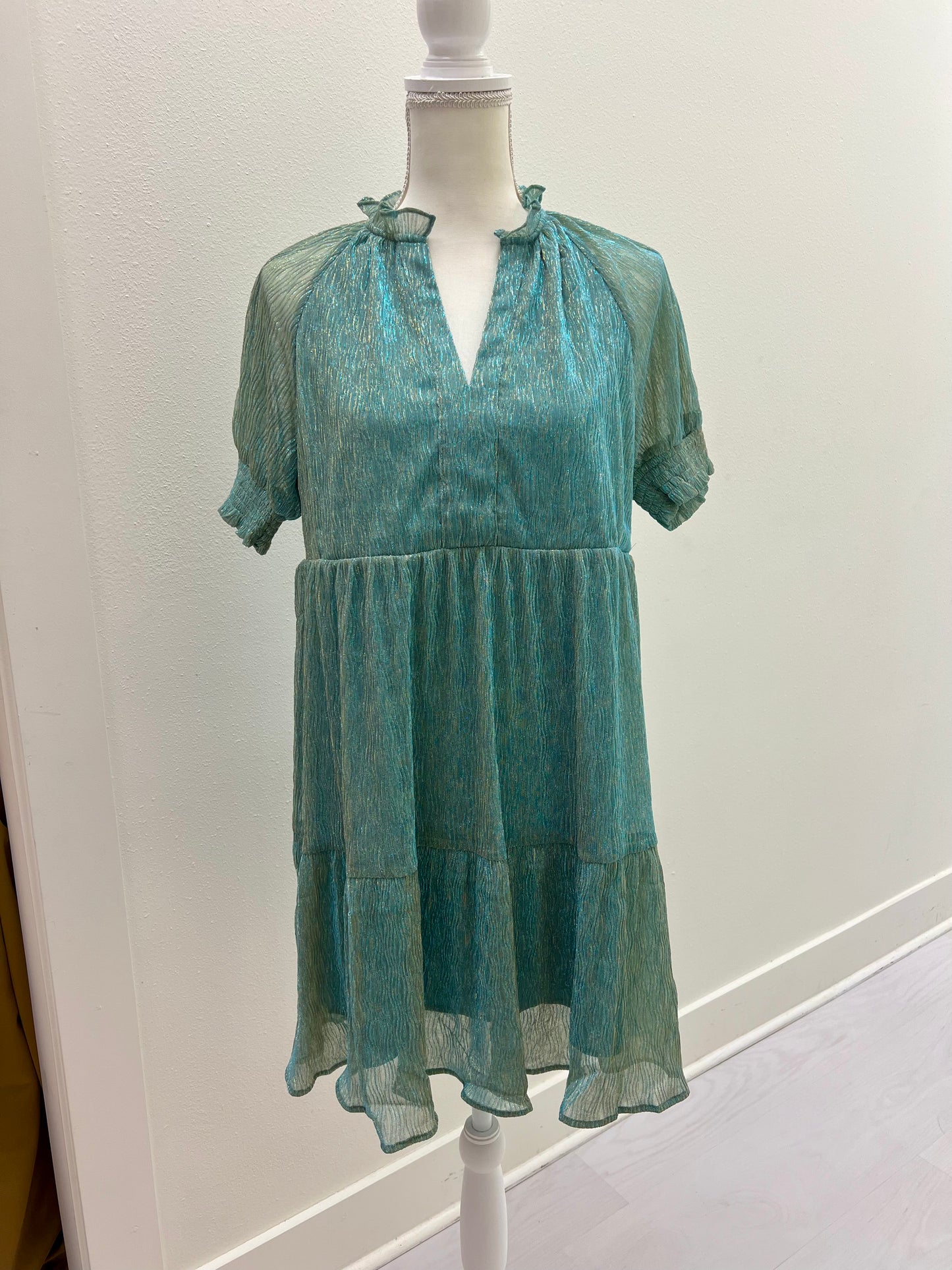 Aqua metallic dress