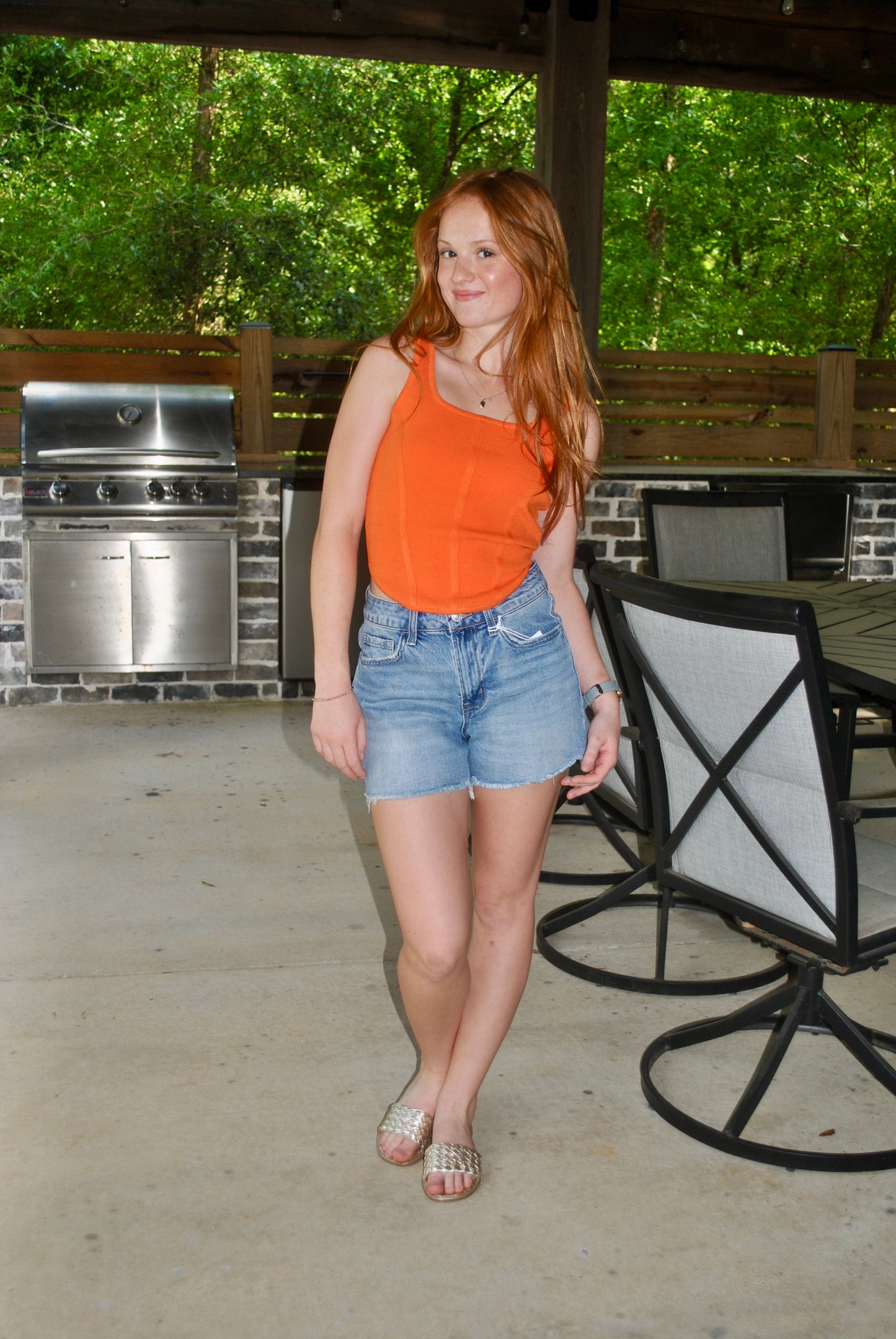 Orange corset tank