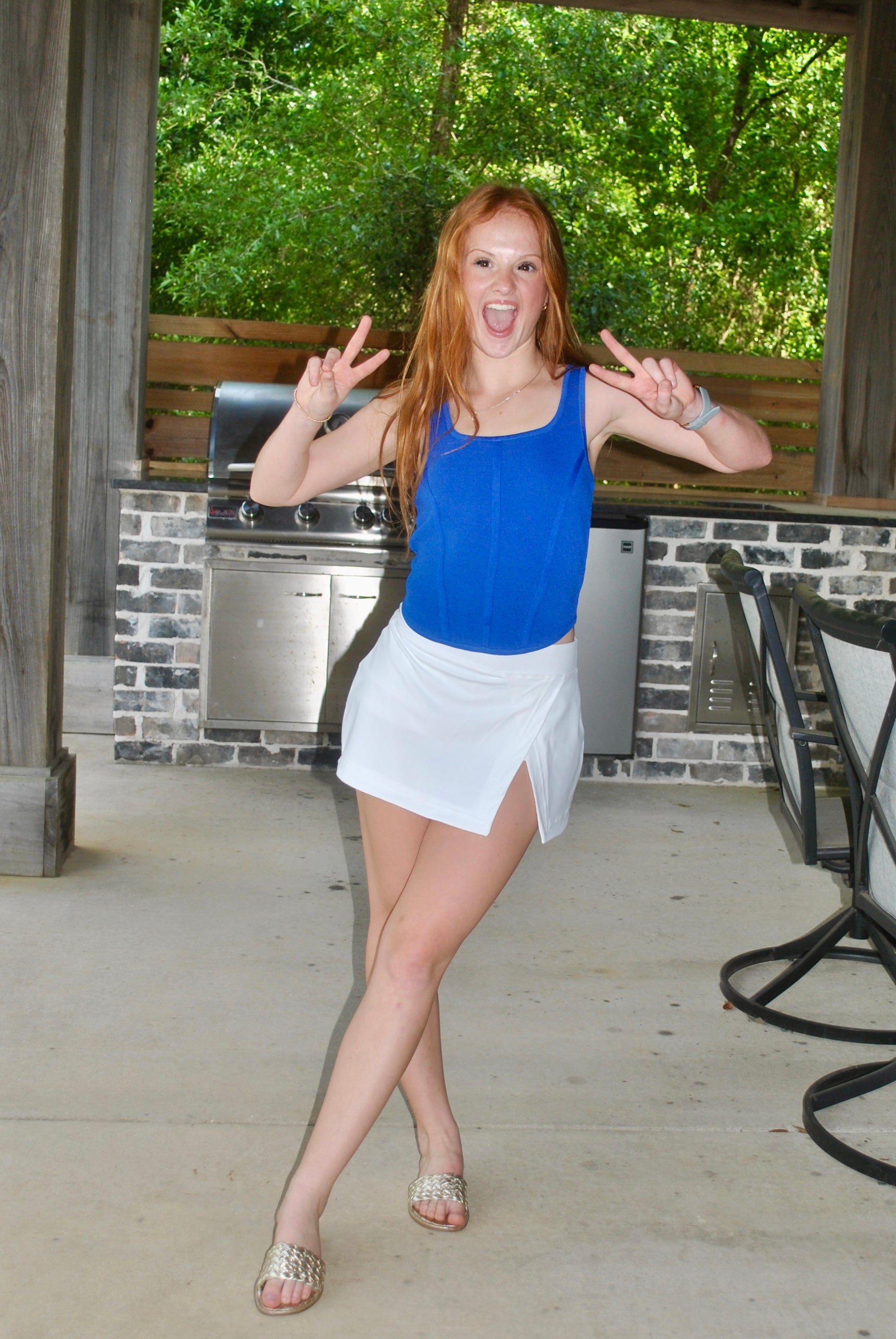 Blue corset tank