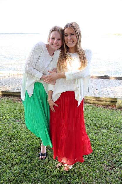 Red skirt and green skirt