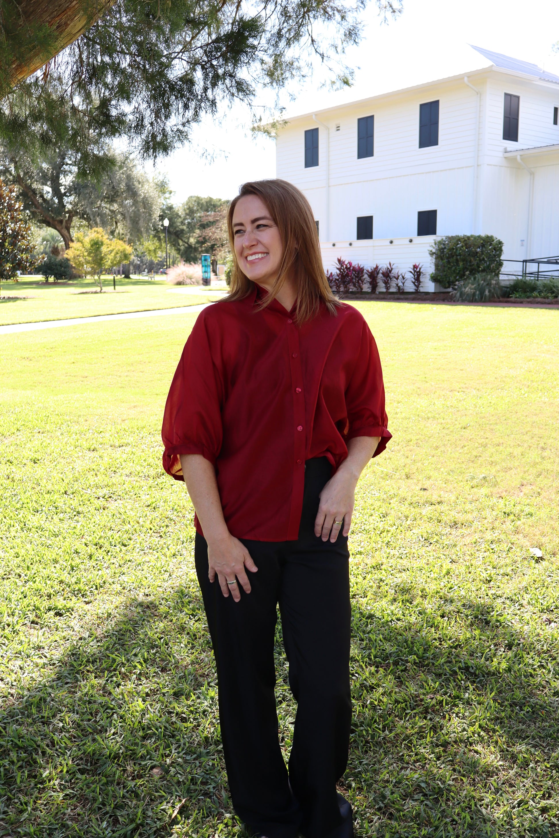 Burgundy top