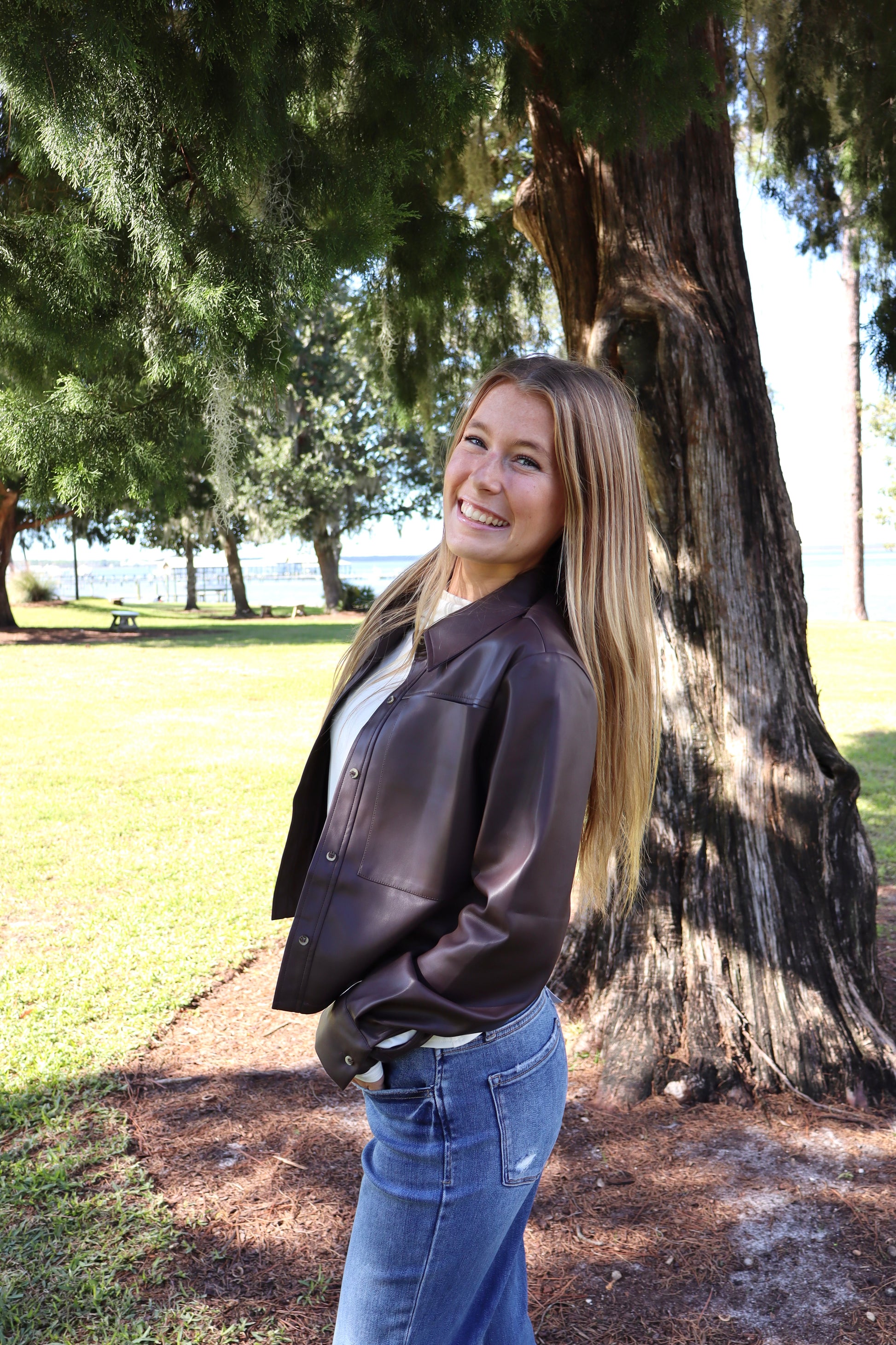 Brown faux leather jacket