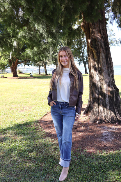 Brown faux leather jacket