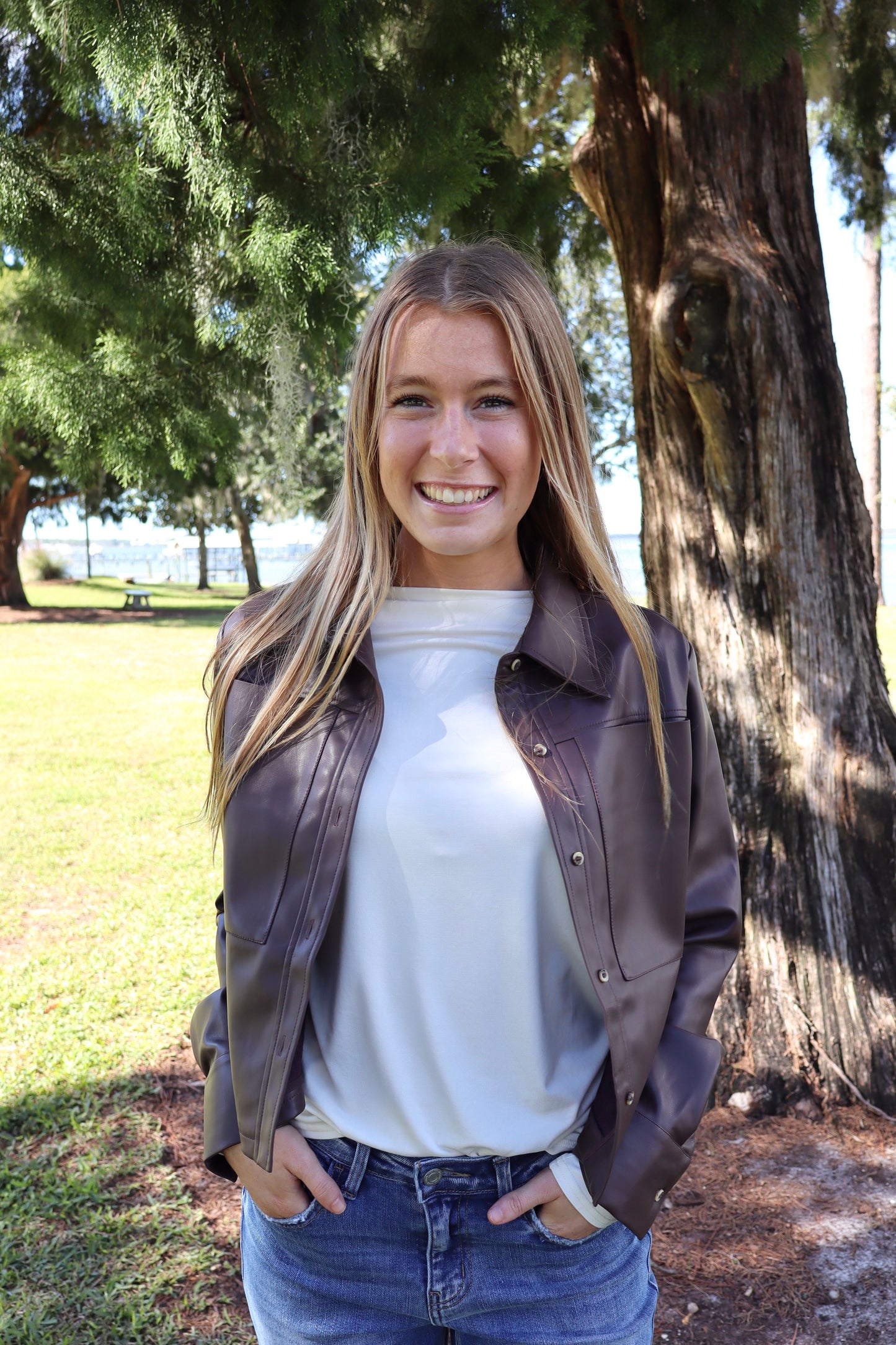 Brown faux leather jacket