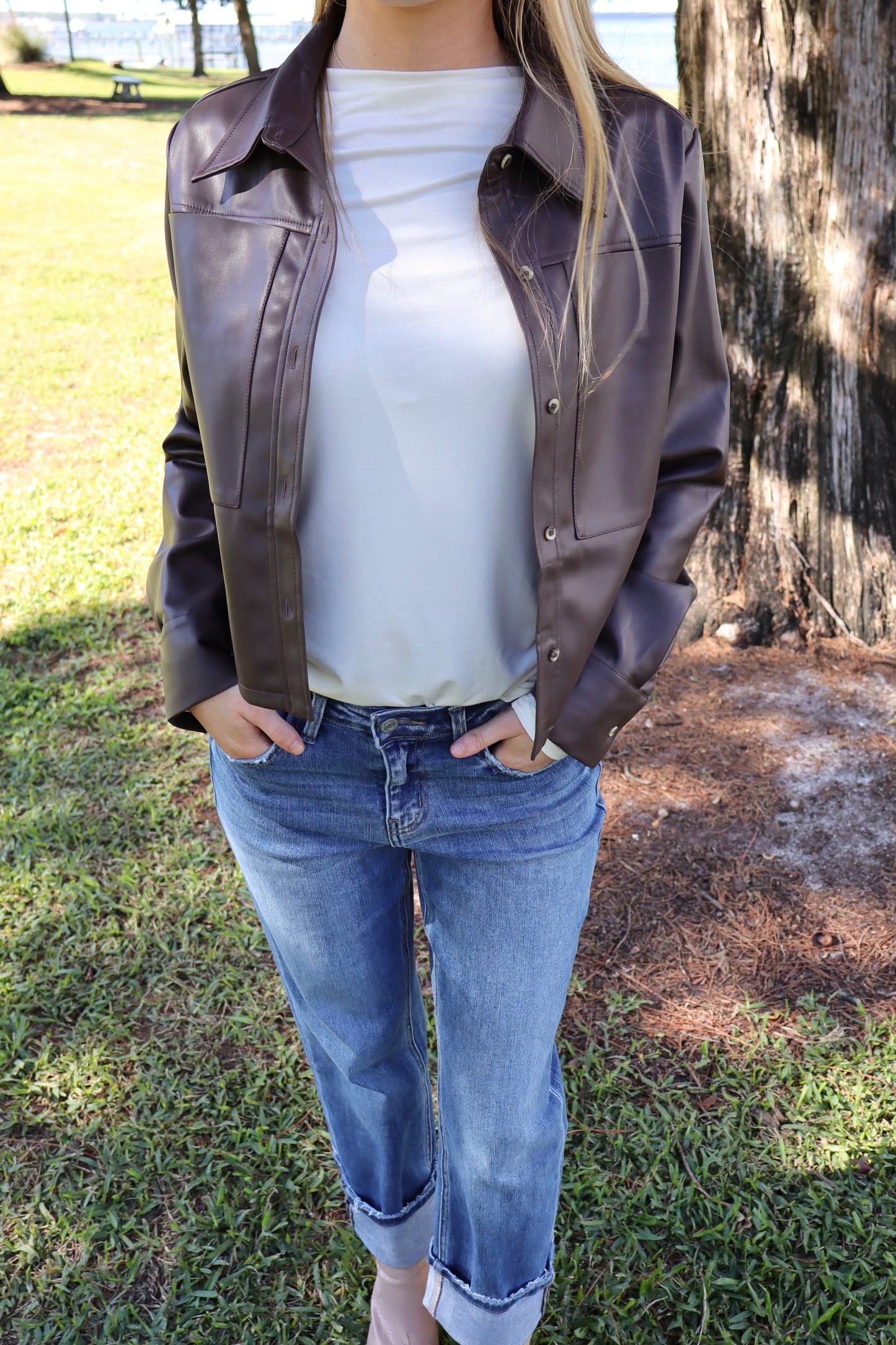 Brown faux leather jacket