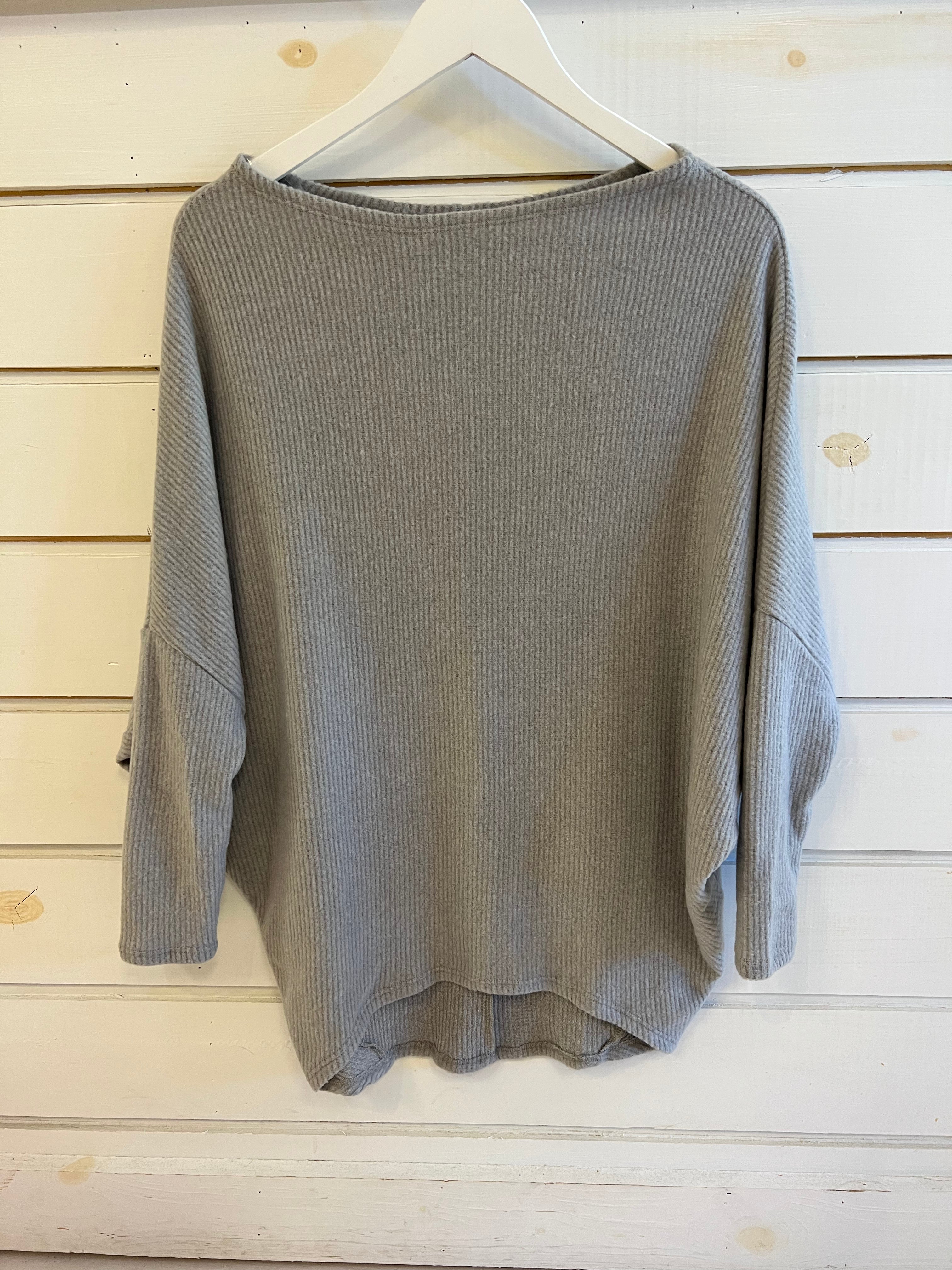 gray knit top