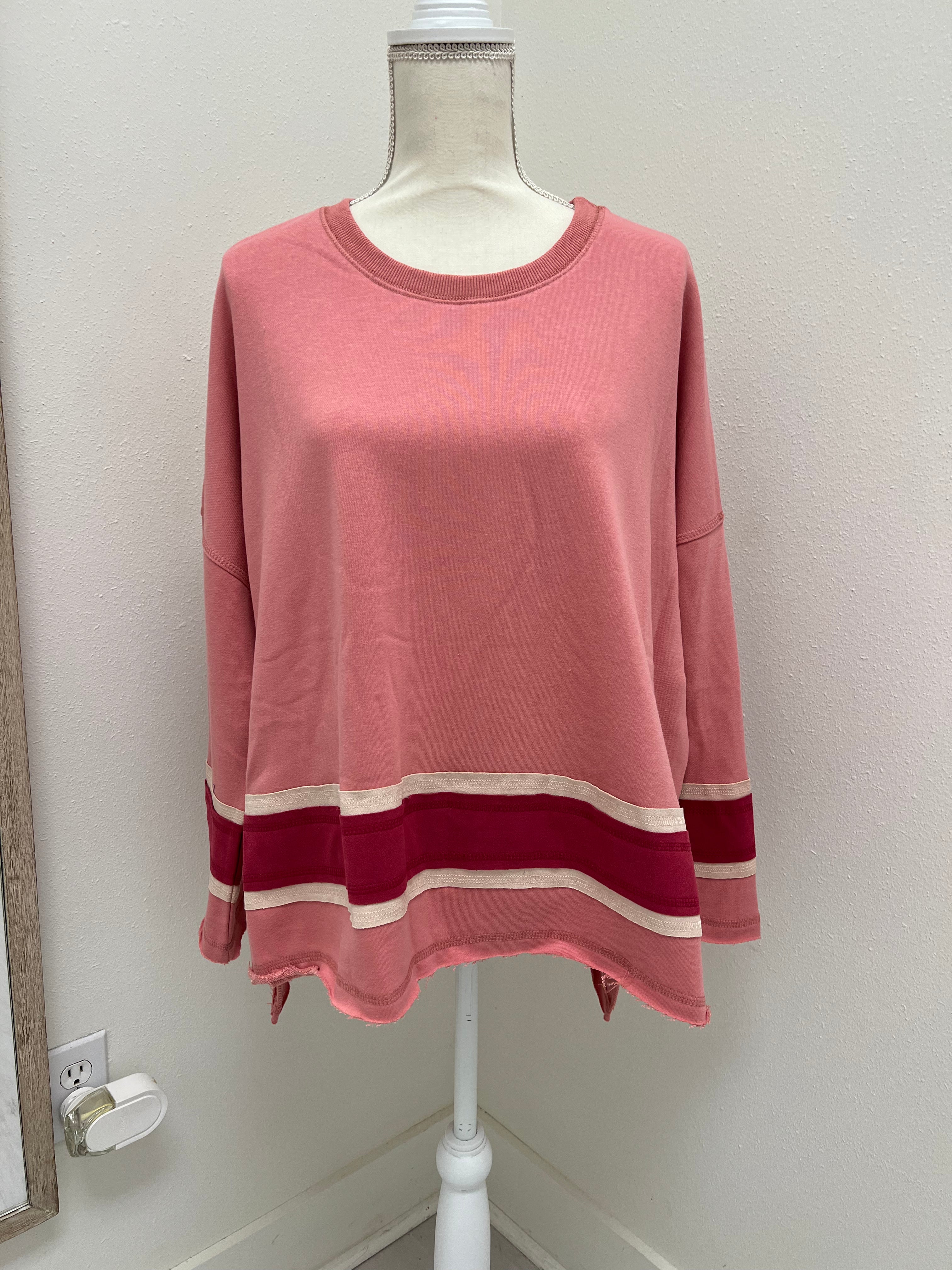Pink sweatshirt with suede detail