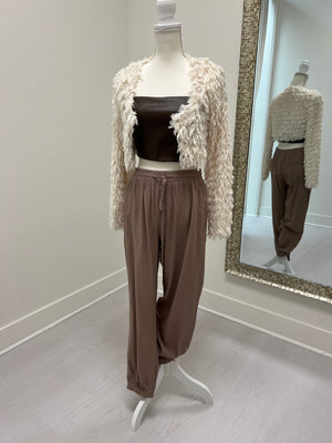 Taupe joggers on mannequin