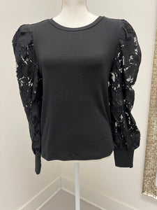 Black top with lace sleeve