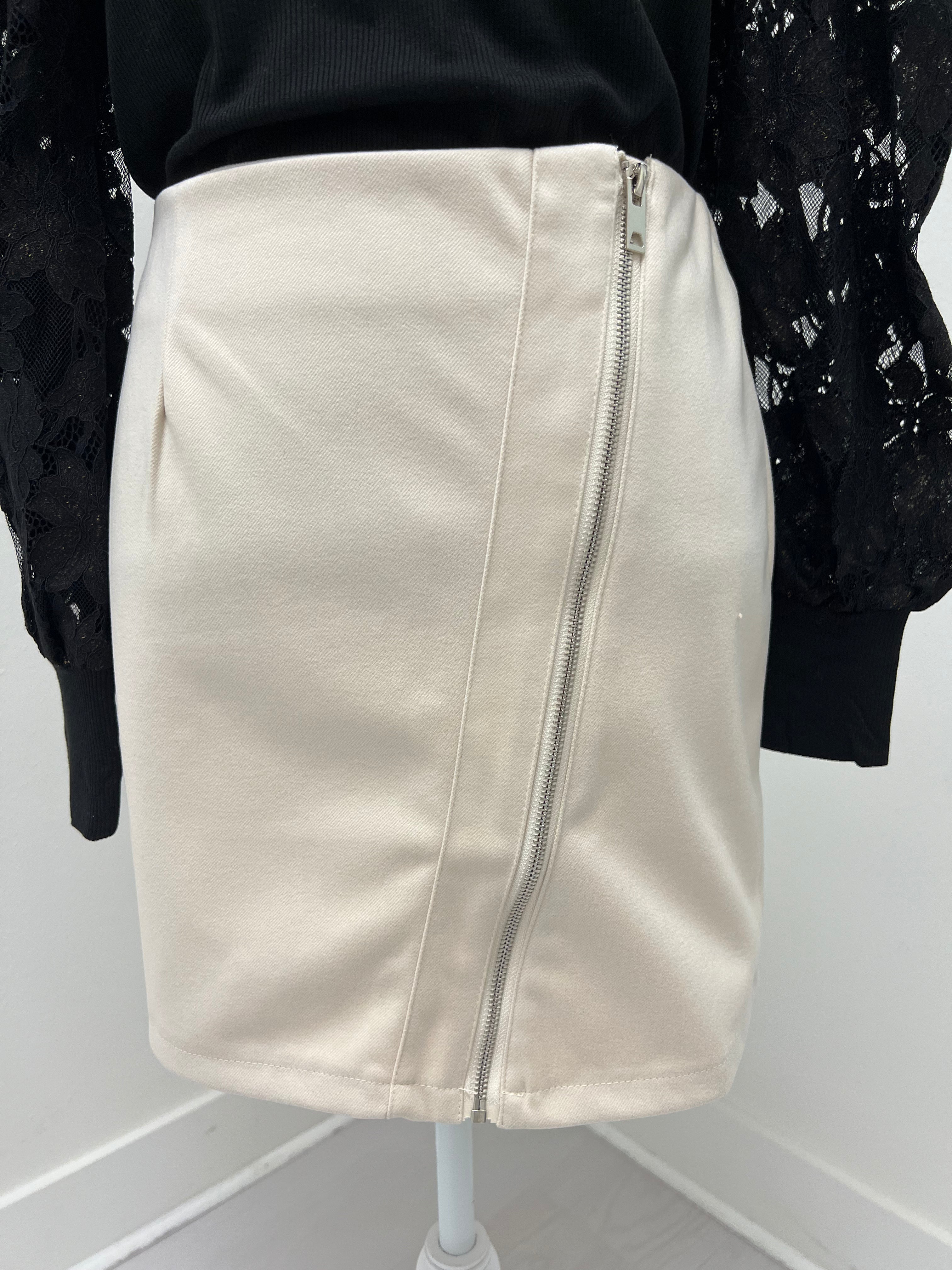 Cream zipper skirt