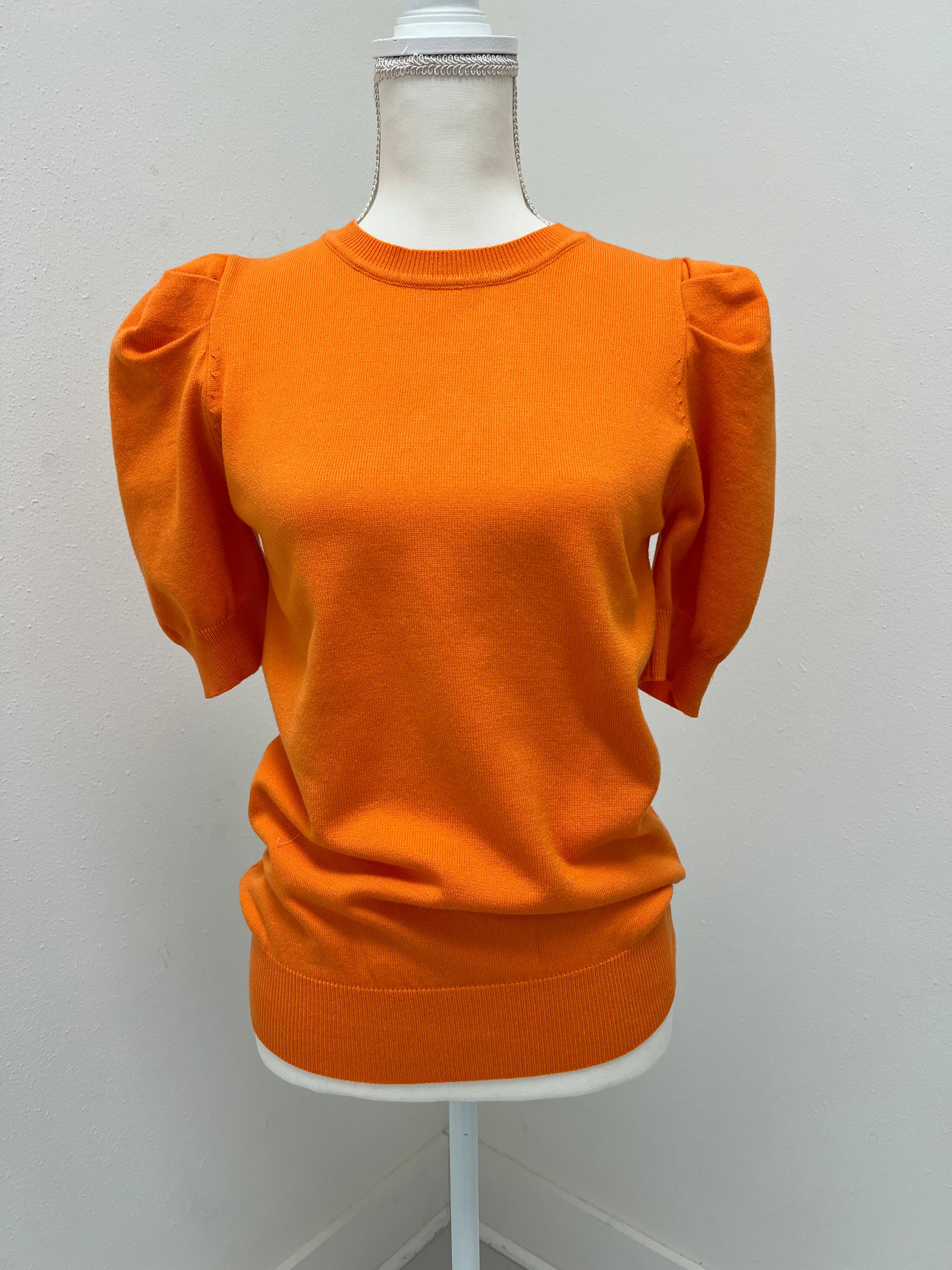 Orange puff sleeve sweater