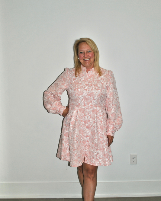 Pink textured long sleeve dress