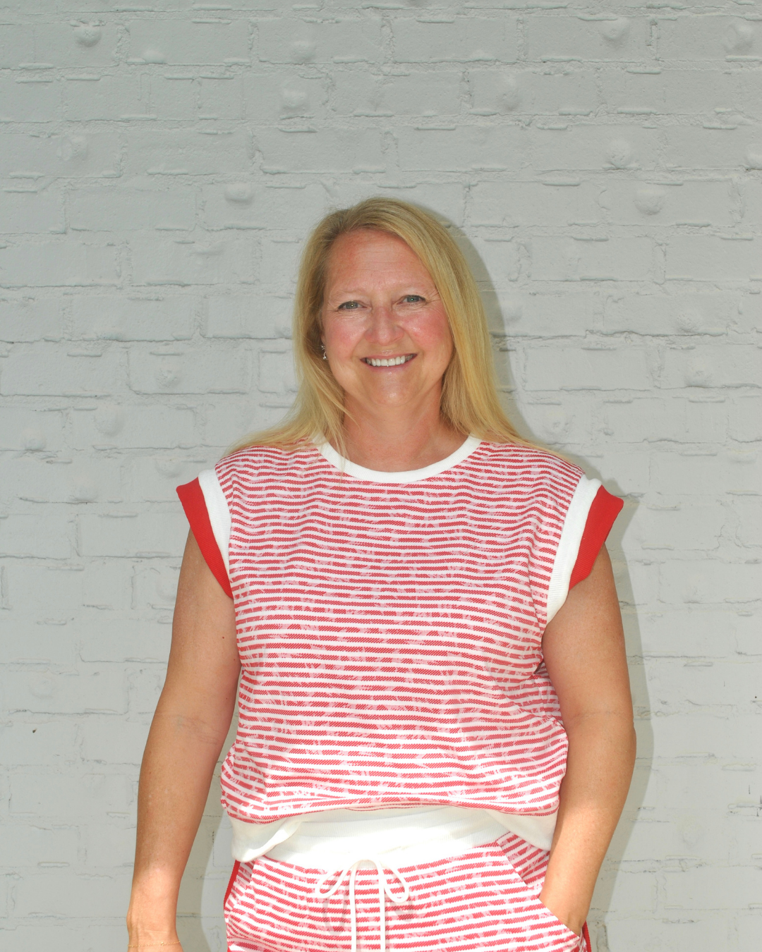 Red/white striped top