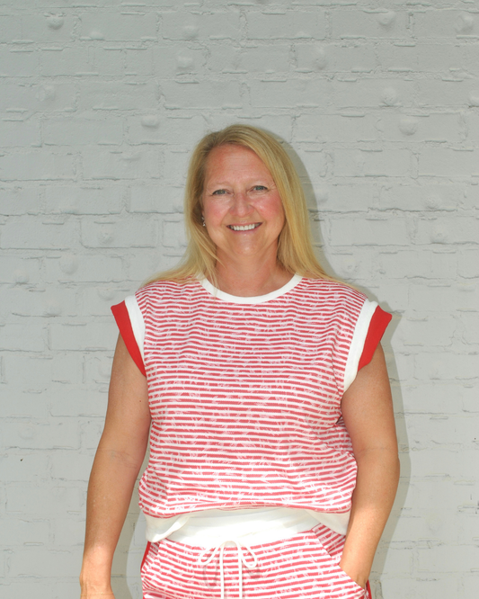 Red/white striped top