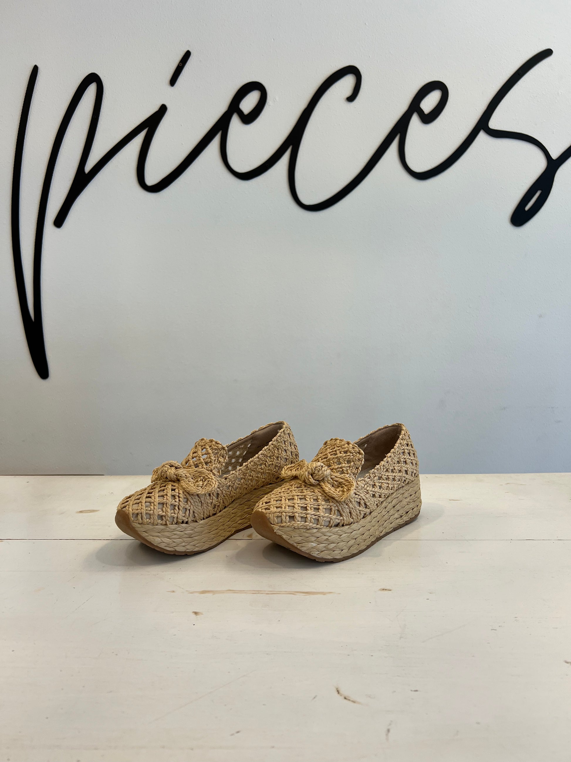 Raffia slip ons