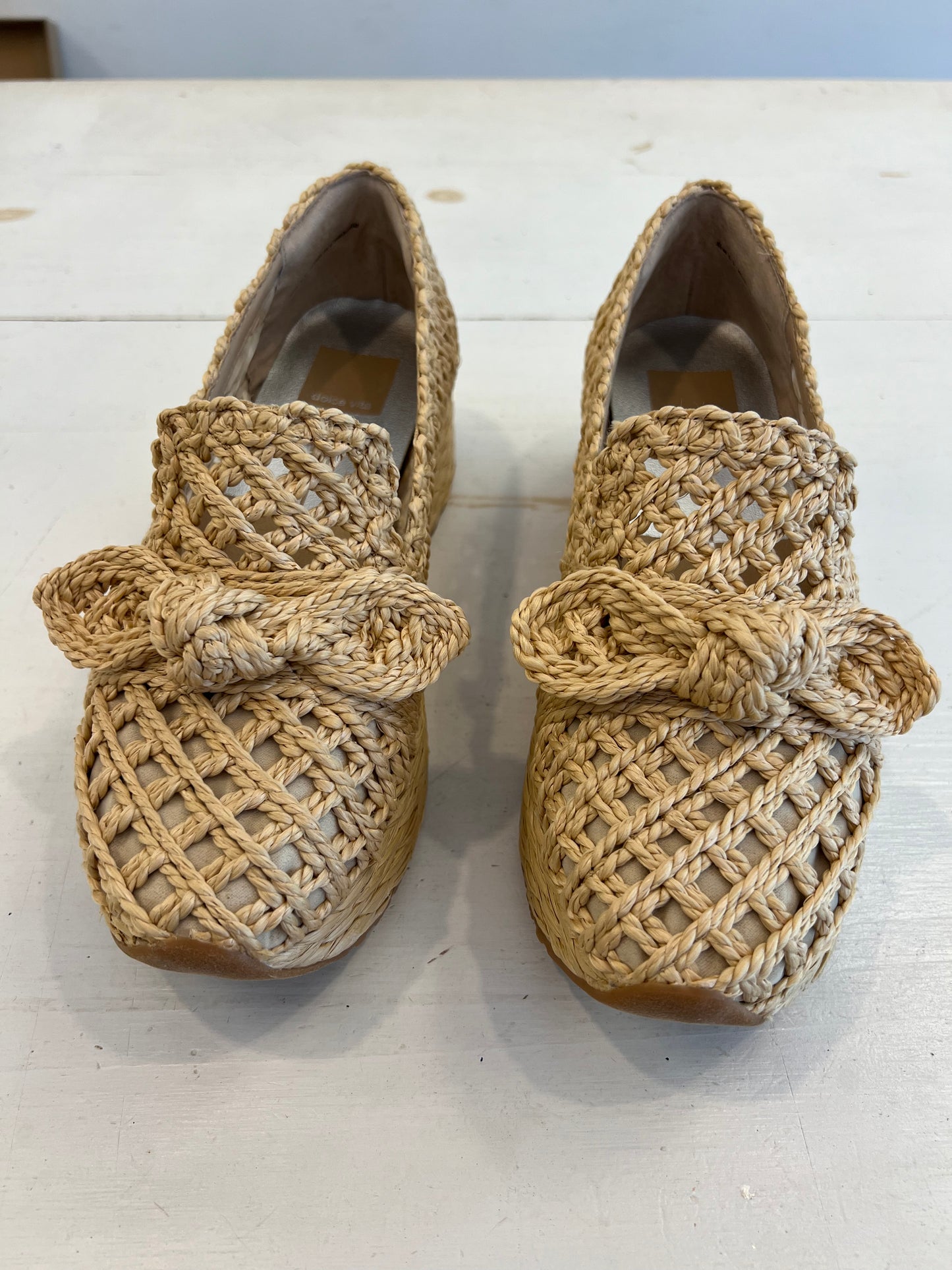 Raffia slip ons